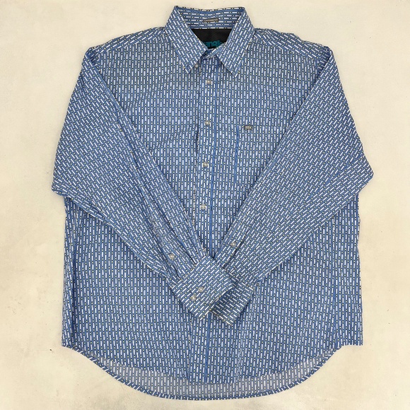 Wrangler 20X Other - Wrangler 20X Competition Mens Size XL Button Down Shirt‎ Blue Geometric Print